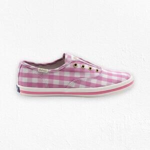 Kate Spade x Keds Pink White Gingham Casual Slip-On Sneakers Girls Size 11M